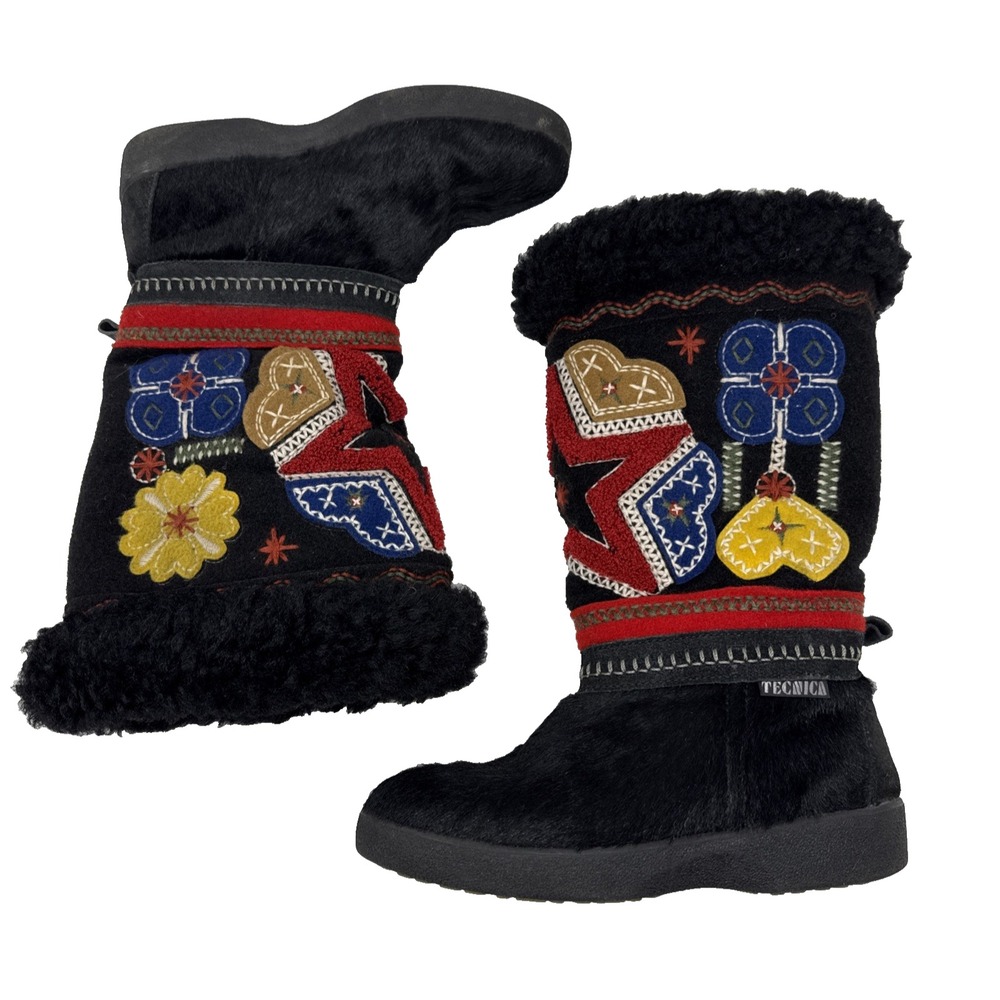 Tecnica Embroidered Apres Ski Boots Womens US 5.5 EU 36 Multicolor Made In Italy